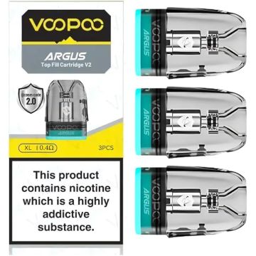 Voopoo Argus Pods Top Fill v2  - Available in (0.4,0.7,1.0Ω), Compatible with Full Voopoo Argus Pod Kits Series - 3 Pack